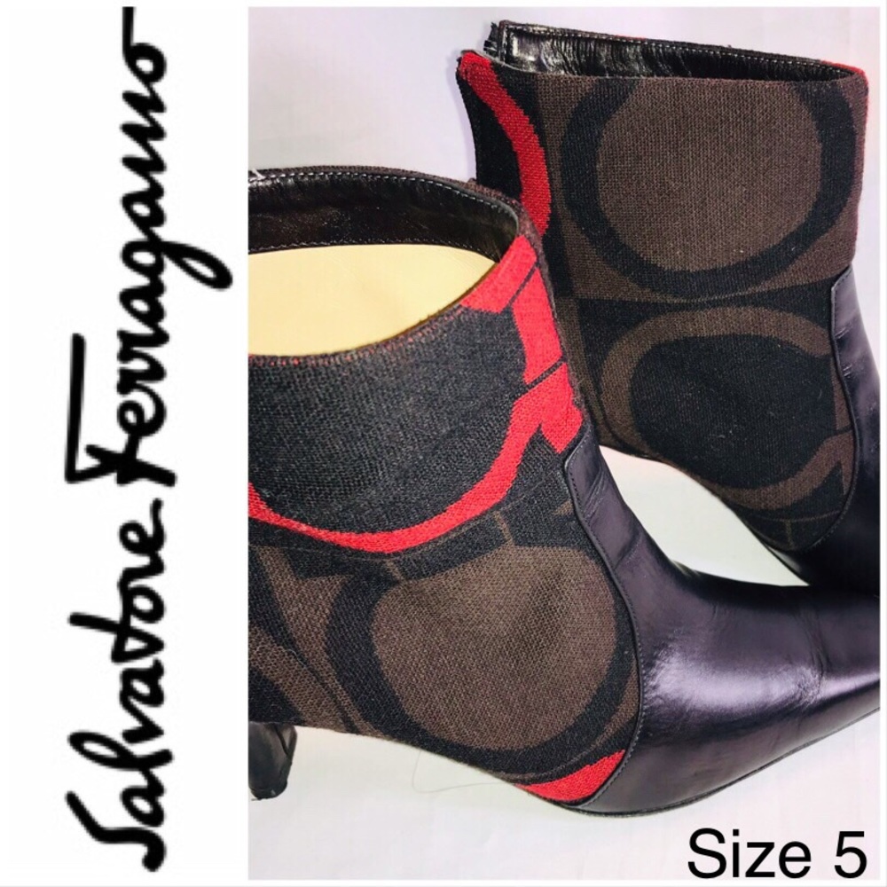 🍂Salvatore Ferragamo Sig Pattern Ankle Boots